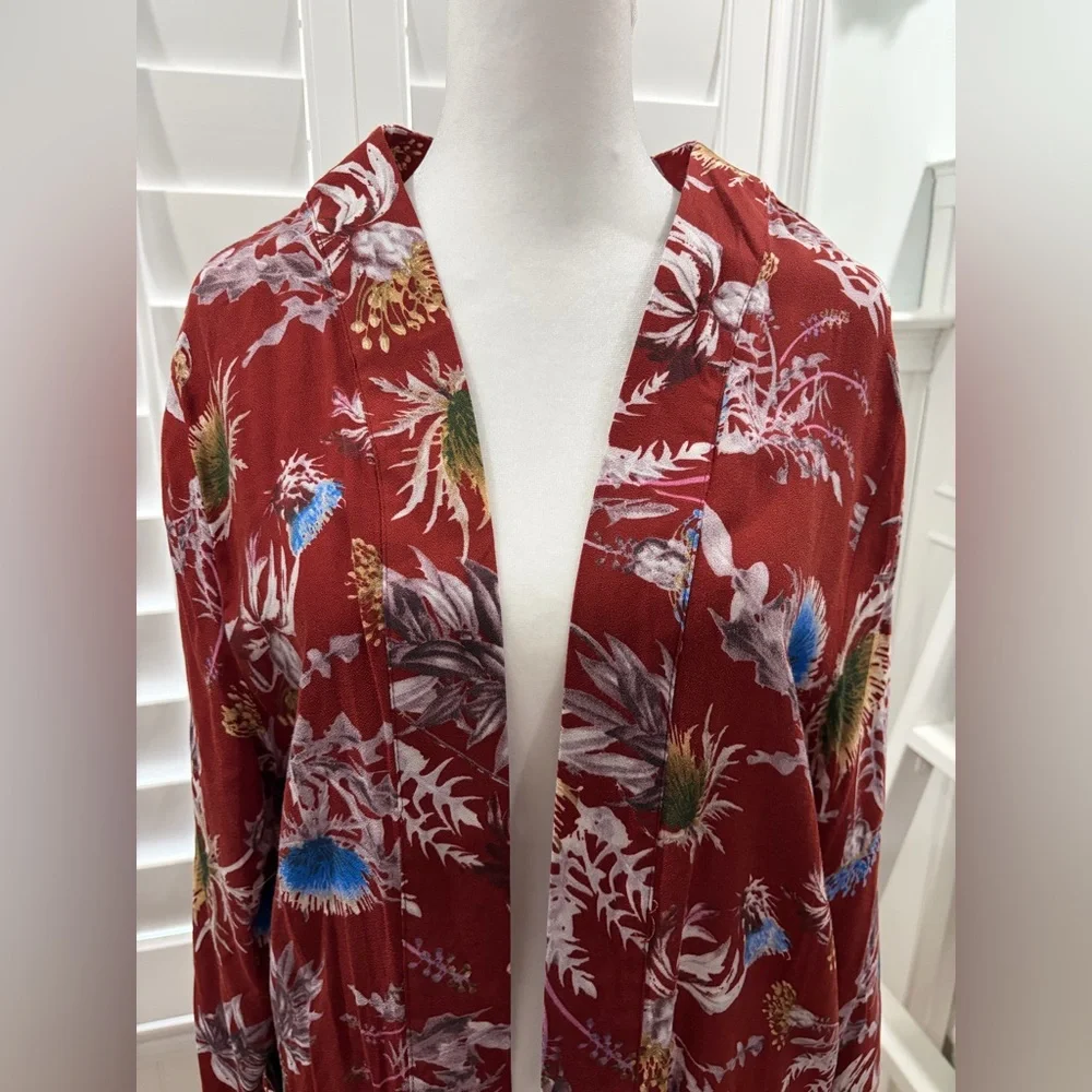 Floral Open Front Kimono sz Small - Picture 2 of 8